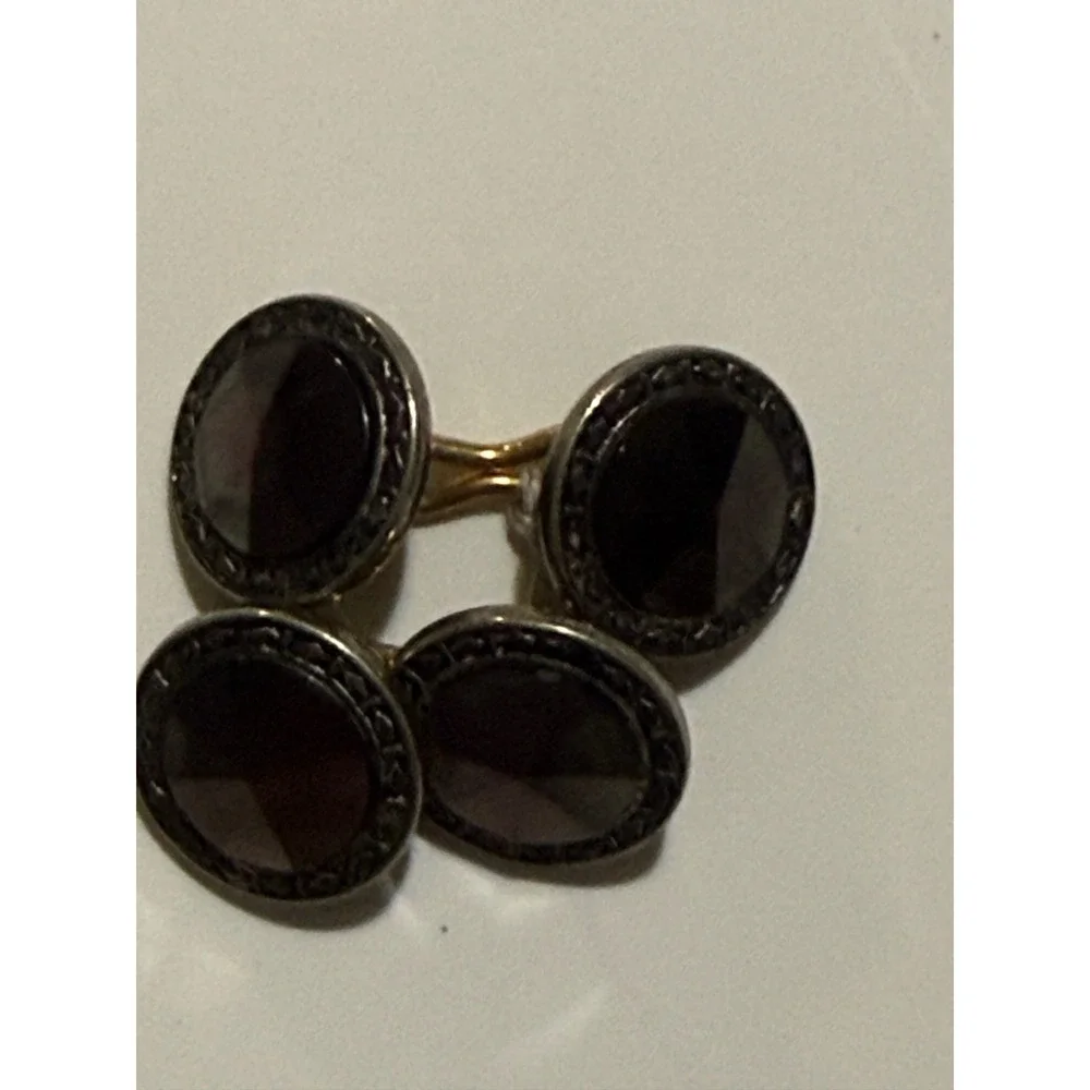 Vintage G.C. Goldfilled Double Sided Black Onyx Chain Link Cufflinks Mens Formal